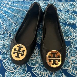 Tory Burch flats with gold hardware